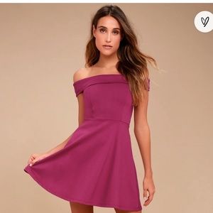 Lulus Season of Fun Magenta Off Shoulder
Mini Dress Medium Cocktail Fit Flare